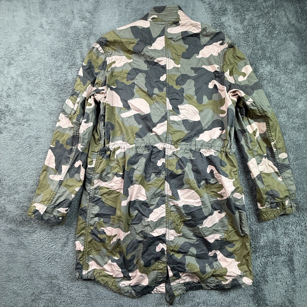 Divided H & M Women's Snap Zip Utility Camo Jacket Pockets Drawstring Pink 8 - Picture 4 of 8